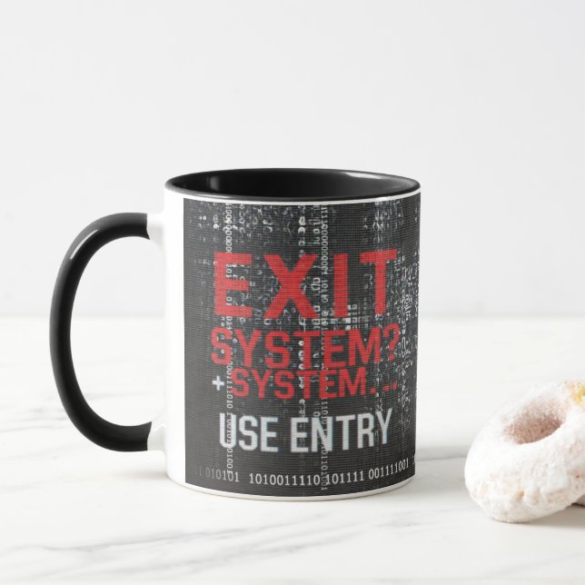 Caneca de Código Binário do Sistema de Saída Cyber (Com Donut)