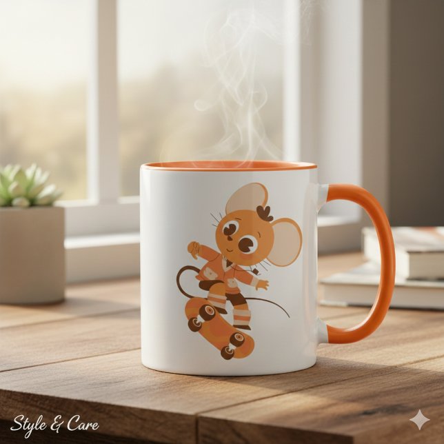 Caneca de Combo de Rato de Skate - Ousada e Divert (Skateboarding Mouse Combo Mug - Bold & Playful)