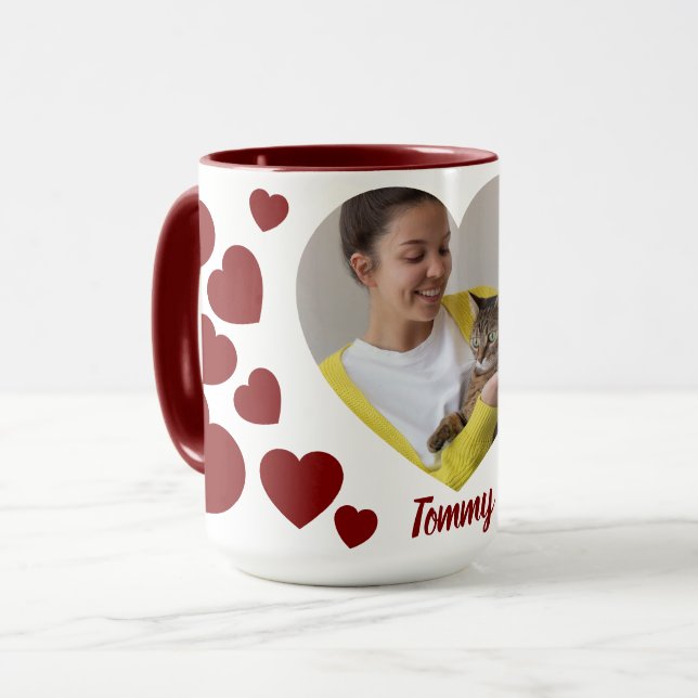 Caneca de Coração com Foto Personalizada: Um Prese (Frente Esquerda)