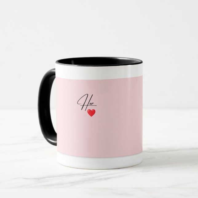 Caneca de Coração Elegante Rosa e Dourado para Cas (Frente Esquerda)