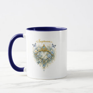 Caneca de Coração Floral Zodíaco de Sagitário – As