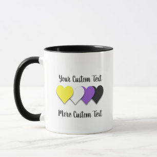 Caneca de corações do orgulho não-binário