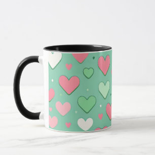 Caneca de corações verde pastel
