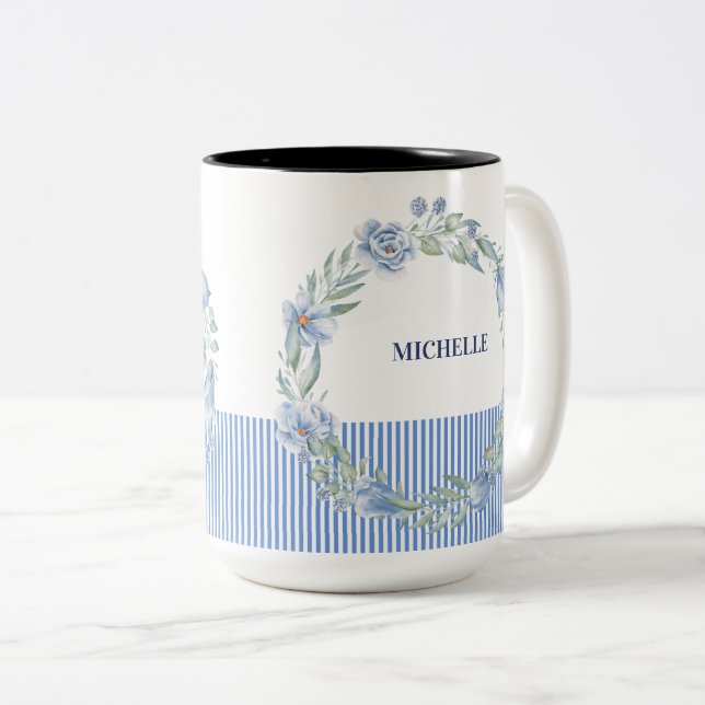 Caneca de Coroa de Flores Personalizada (Frente Esquerda)