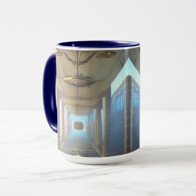 Caneca de Corredor de Cofre Steampunk SciFi (Frente Esquerda)