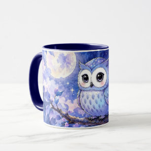 Caneca de Coruja Fofa Sob a Lua