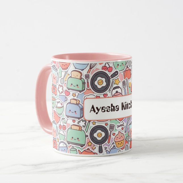Caneca de Cozinha Fofa Personalizada (Frente Esquerda)