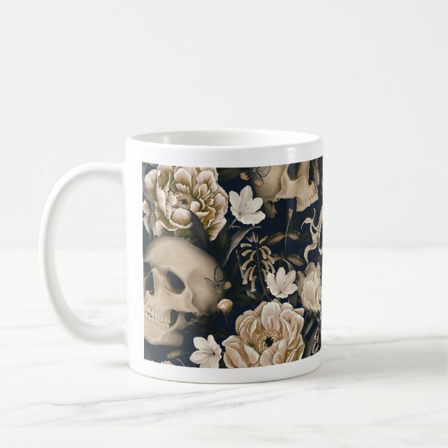 caneca de crânio floral (Esquerda)