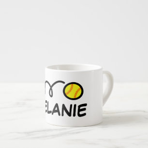 Caneca de criança personalizada com softball fofo