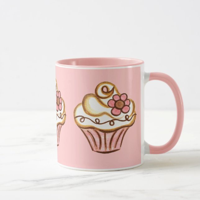 Caneca de Cupcake Rosa (Direita)