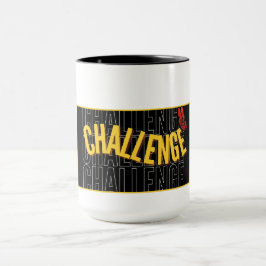 Caneca de Desafio de Tipografia Amarela Preta