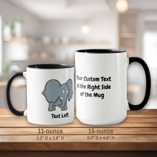 caneca de desenho de elefante de cinza