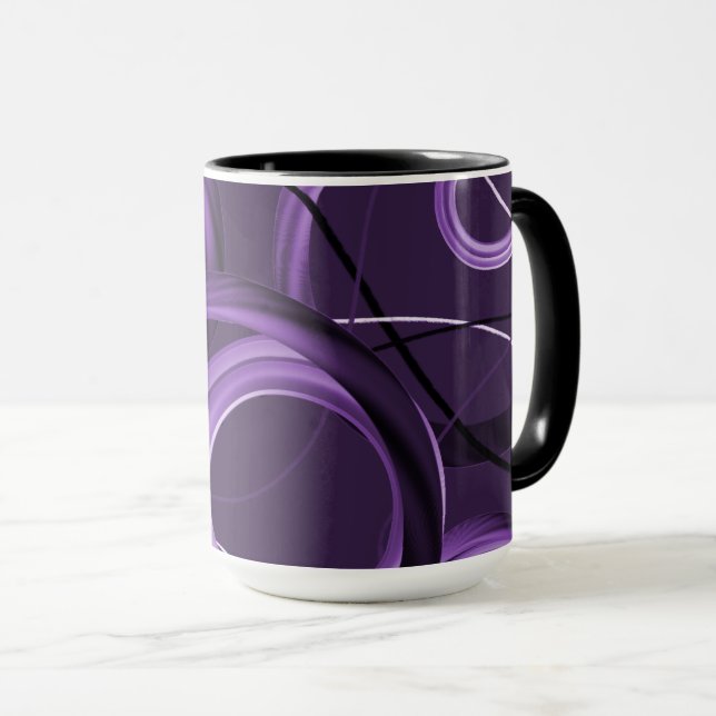 Caneca de Designer Abstrata Roxa (Frente Esquerda)