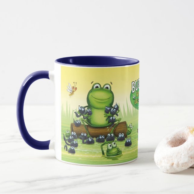 Caneca de designer com design de personagens de rã (Com Donut)