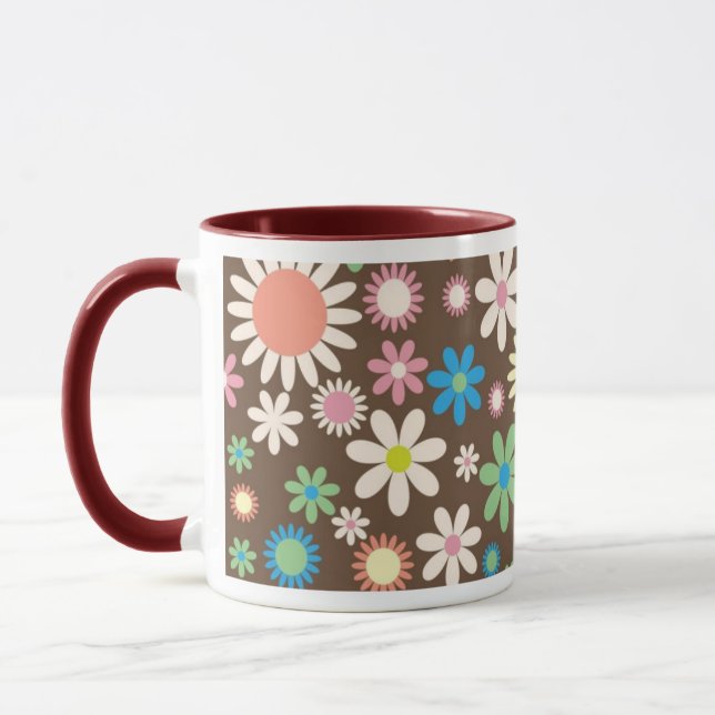Caneca de Dia de as mães de margarida floral (Esquerda)