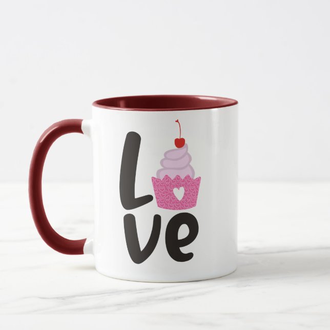 Caneca de Dia dos Namorados com Cupcake de Cereja  (Esquerda)