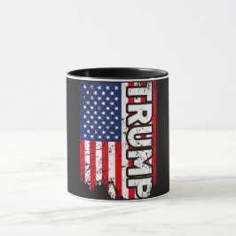Caneca de Donald Trump com bandeira dos EUA