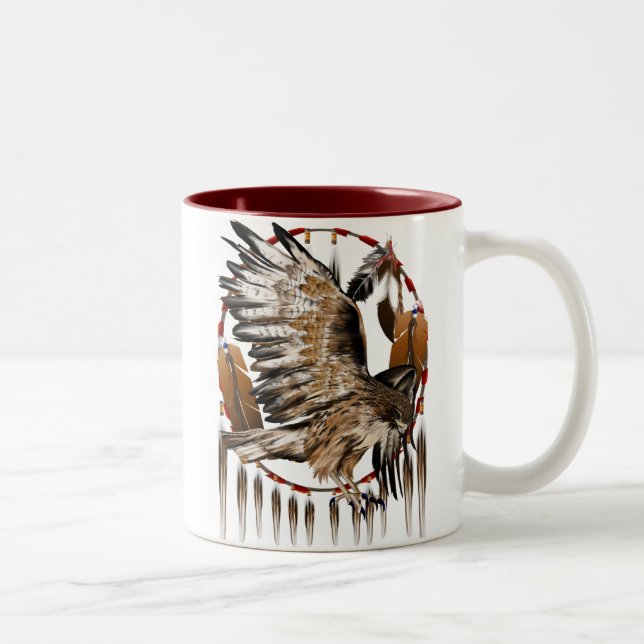 Caneca de Dreamcatcher do falcão do vôo (Direita)