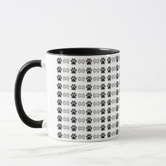 Caneca de duas cores com estampa de osso e pegada  (Esquerda)