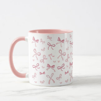 Caneca de Duas Cores com Laços e Fitas Rosa na Mod
