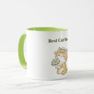 Caneca de Duas Cores Kawaii Cat Gardener Rose Bouq