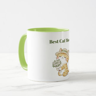 Caneca de Duas Cores Kawaii Cat Gardener Rose Bouq