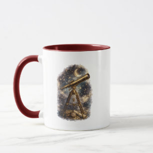 Caneca de duas faces Telescópio Vintage para obser