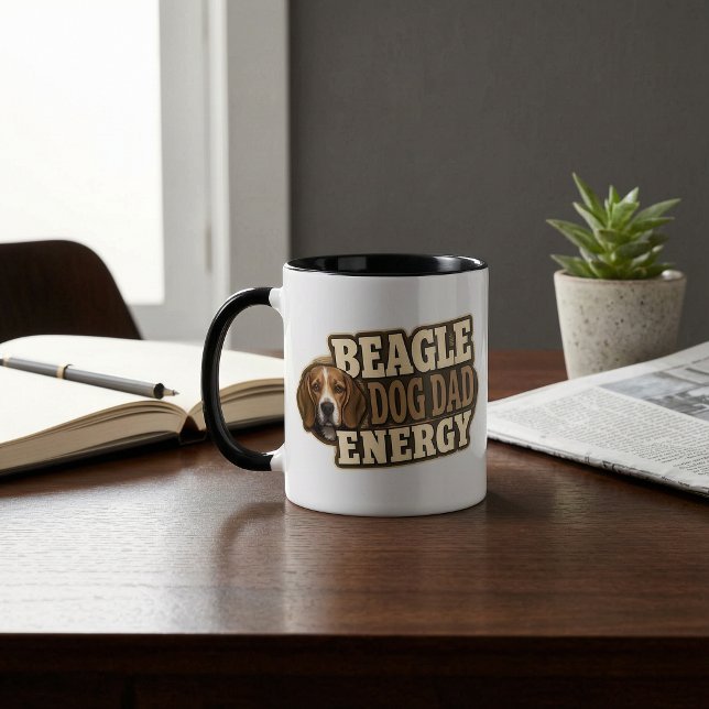 Caneca de Energia Papai Cachorro Beagle (Beagle Dog Dad Energy Mug)