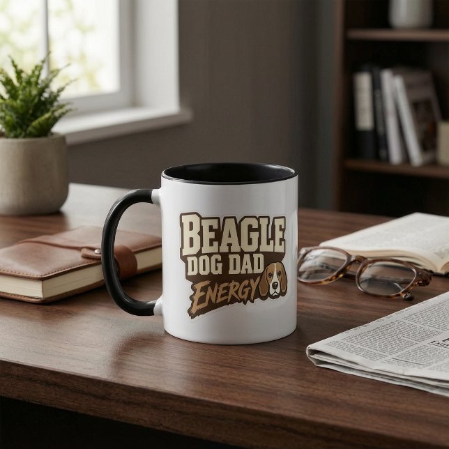 Caneca de Energia Papai Cachorro Beagle (Beagle Dog Dad Energy Mug)