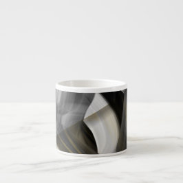 Caneca de Espresso Arte Abstrata Preto Branco Dour