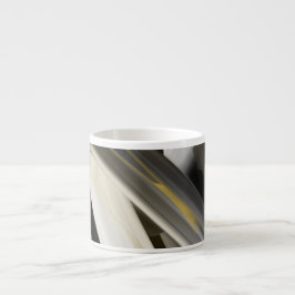 Caneca de Espresso Arte Abstrata Preto Branco Dour