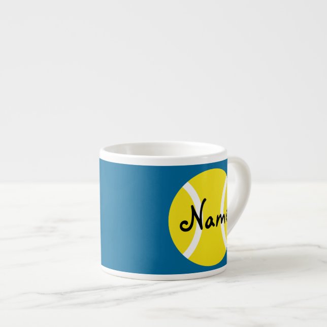 Caneca de Espresso com bola de tênis personalizáve (Frente Esquerda)