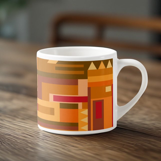 Caneca de espresso com padrão abstrato em tons ter (Criador carregado)