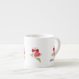 Caneca de Espresso : Copos de Vinho com Flores Sil