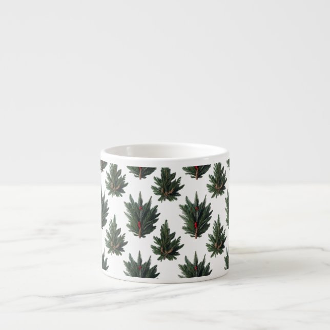 Caneca de Espresso de Pinheiro Botânico Rústico (Frente)