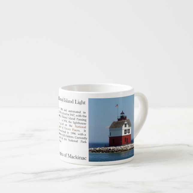caneca de espresso história do farol da Ilha Round (Frente Esquerda)