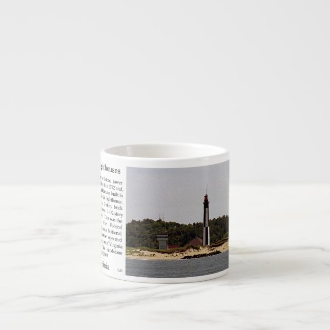 caneca de espresso história do farol de Cape Henry (Frente)