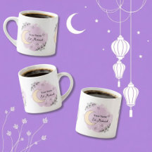 Caneca de Espresso Personalizada Lavanda Eid Mubar