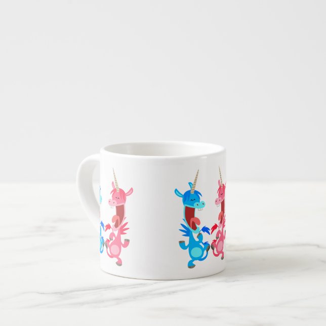 Caneca de Espresso Unicórnios Dançantes Cartoon Fo (Frente Esquerda)