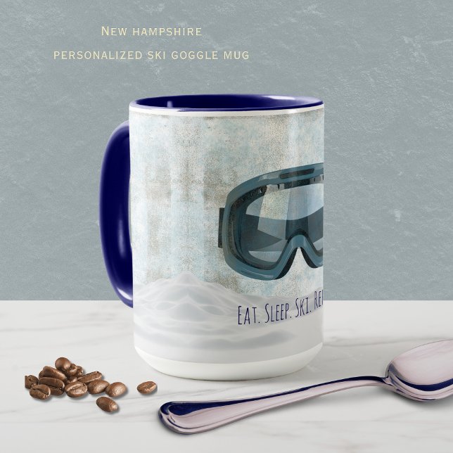 Caneca de Esqui Personalizada de New Hampshire | C (Cozy up with your new personalized New Hampshire ski goggle mug! )