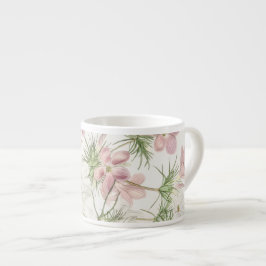 Caneca de Expresso com Flor Rosa e Pinheiro