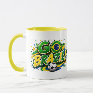 Caneca de Fã de Futebol Patriótico do Brasil Bra