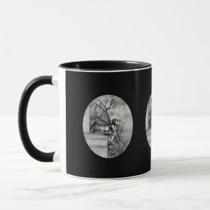 Caneca de Fadas Gótica Preta e Branca