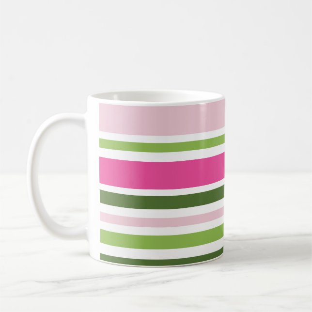 Caneca de faixa rosa e verde (Esquerda)