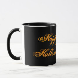 Caneca de Feliz Halloween com Caligrafia (Preto e 