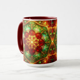 Caneca de Feriado Verde Vermelho Decorativa