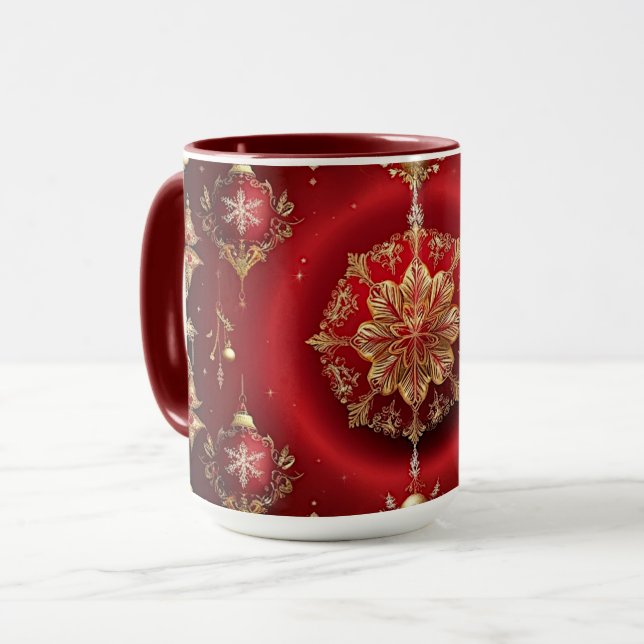 Caneca de Férias com Enfeites Decorativos Vermelho (Frente Esquerda)