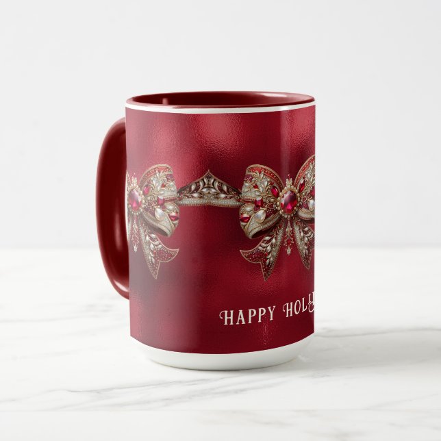 Caneca de Férias com Laço Vermelho (Frente Esquerda)