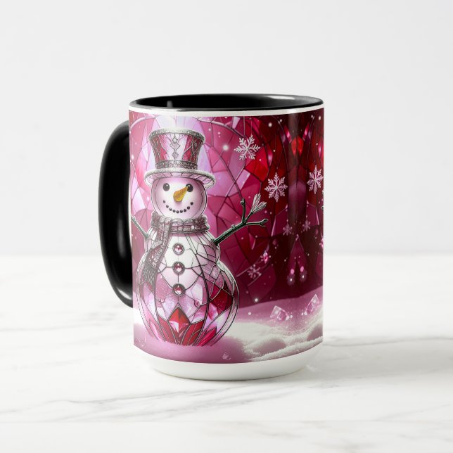 Caneca de Férias Flocos de Neve Boneco de Neve Ver (Frente Esquerda)