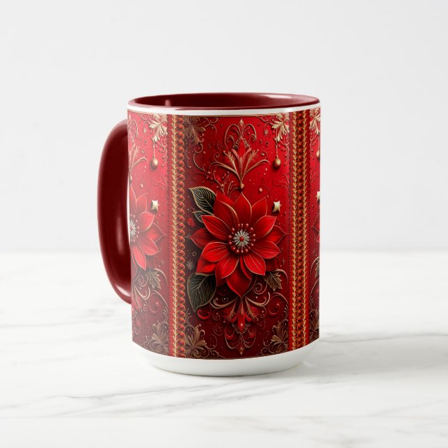 Caneca de Férias Flor Vermelha (Frente Esquerda)